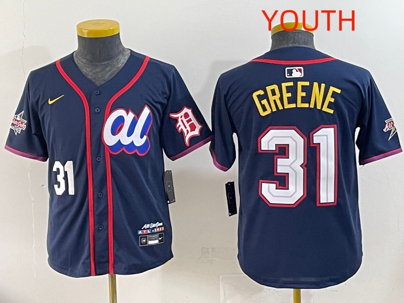 Youth  2025 Detroit Tigers #31 Greene Drak Blue All star Nike MLB Jersey style 2->youth mlb jersey->Youth Jersey
